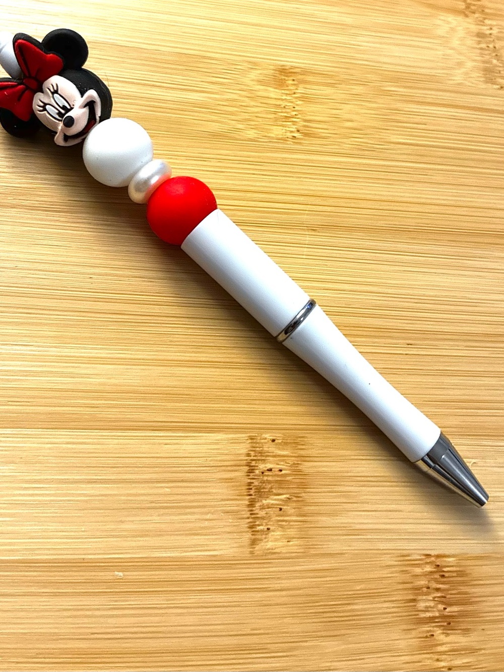 Red, Black & White Beaded Character Pen